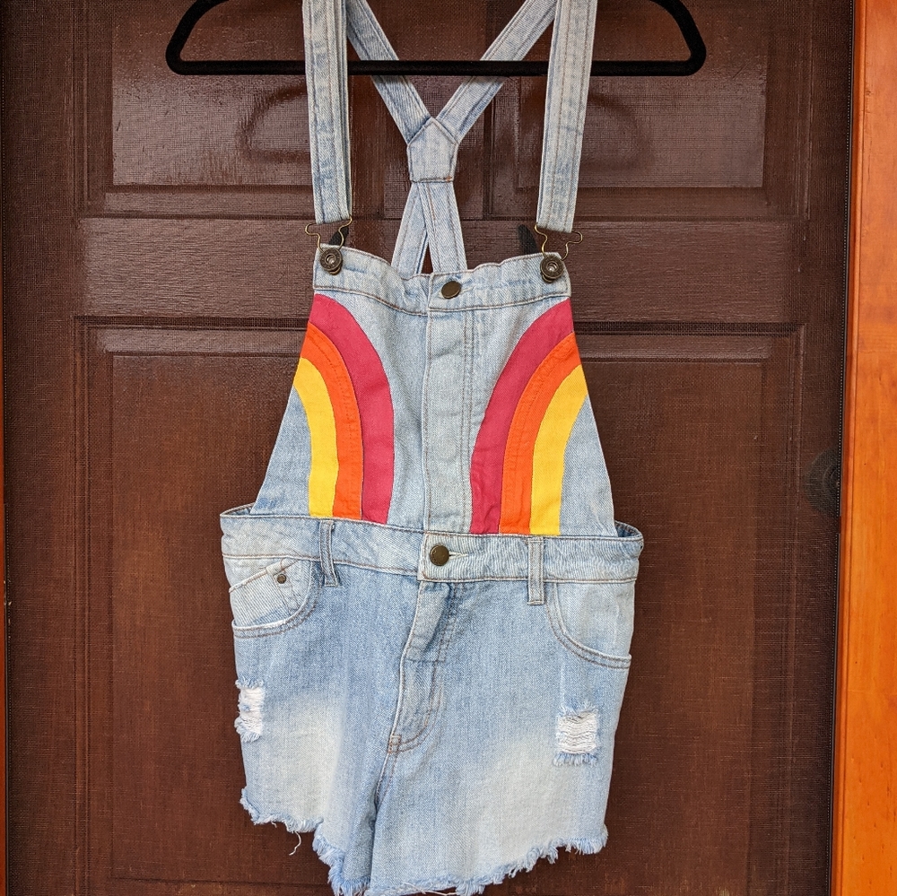 70s Painted Short Overalls